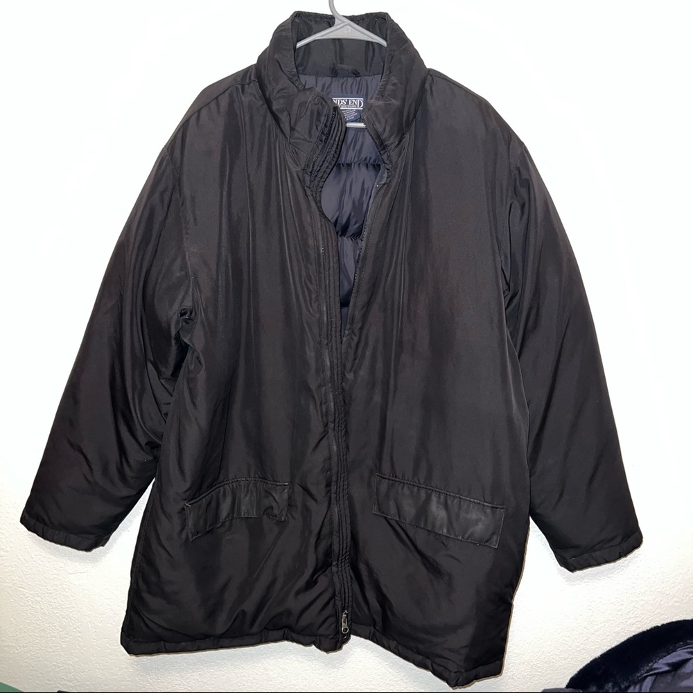 LANDS END XL regular black puffer jacket
